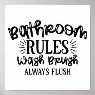 Bathroom Rules Wall Art Engraçado Sayings Poster