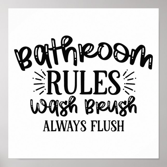 Bathroom Rules Wall Art Engraçado Sayings Poster (Frente)