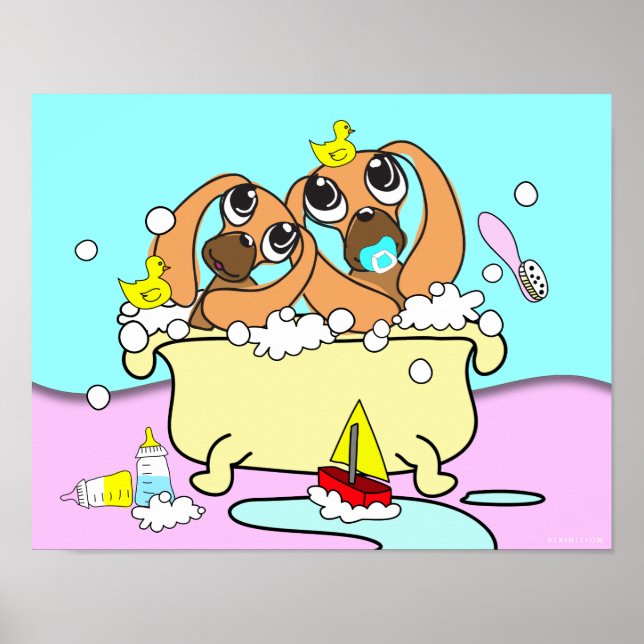 Bathtub Dachshund Puppy Poster 15 (Frente)