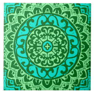 Batik do sudoeste da mandala de Sun, verde limão