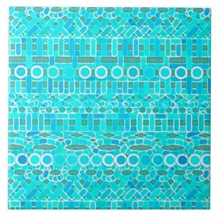 Batik tribal - turquesa, aqua e cinza