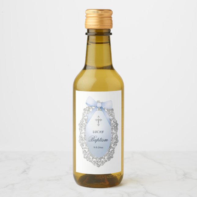 Batismo Arco Azul com Quadro de Lâmpada de Prata (Frente)