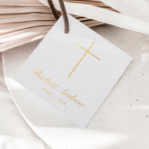 Batismo com Cruz de Ouro Simples em Script