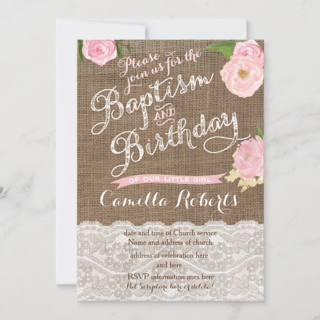 Batismo combinado e convite de aniversário para um (Frente)