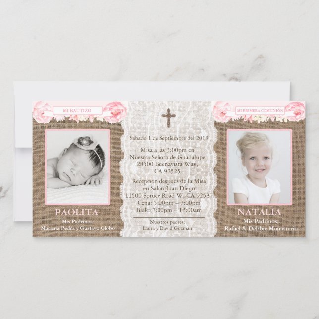 Batismo conjunto espanhol/cartões comunitários par (Frente)