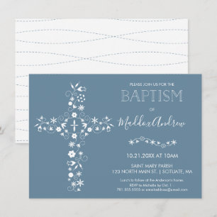 Batismo, Convite de Natal, Blue Modern