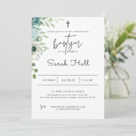 Batismo Convite Dusty Azul