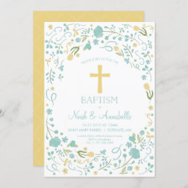 Batismo Convite - Sexo Cruz Neutra, Flores