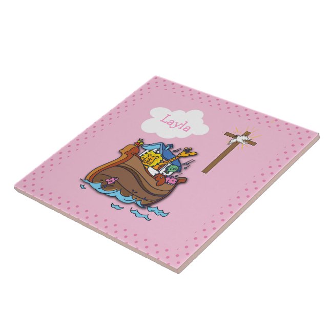 Batismo de Arca Personalizável de Noé, Rosa-Rapari (Lateral)