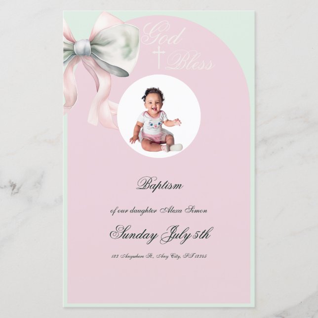 Batismo de Arco Rosa Elegante para Menino Menino (Frente)