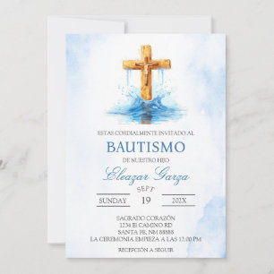 Batismo de Crucifixo Azul no Convite Espanhol