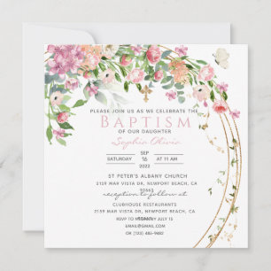 Batismo de Garota Floral Rosa Elegante