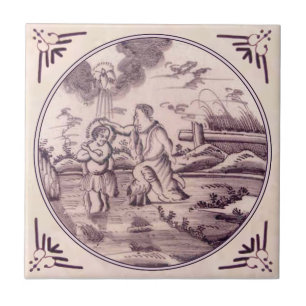 Batismo de Jesus Delft Manganês Repro 18th Cent.
