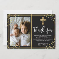 Batismo Dourado e Negro moderno Obrigado Cartões