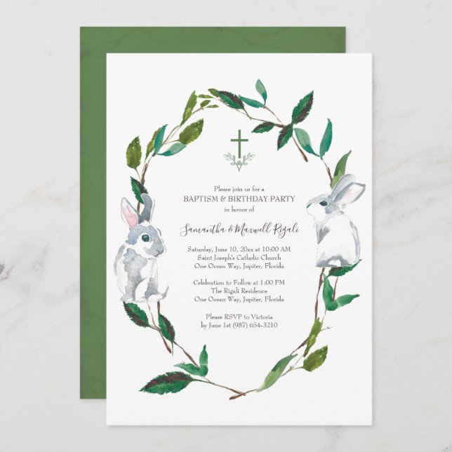Batismo e Convite de aniversário (Frente/Verso)