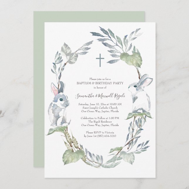 Batismo e Convite de aniversário (Frente/Verso)