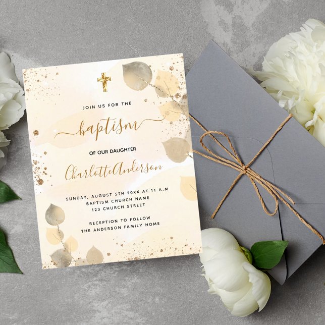 Batismo eucalipto ouro verde convite (Criador carregado)