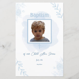 Batismo Floral Azul - Menu Clássico e Elegante