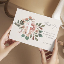 Batismo Floral com Cartões de agradecimentos Cruza