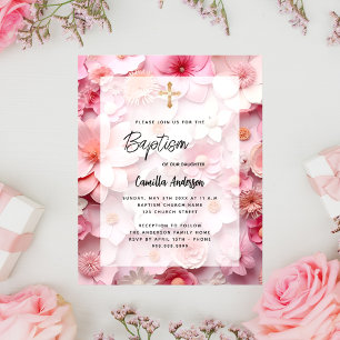 Batismo floresce rosa flores rosa convite para o o