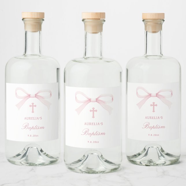 Batismo Laço Rosa Aquarela (Garrafas)