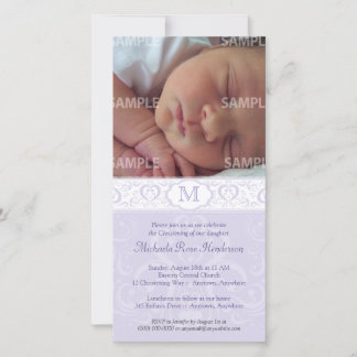 Batismo Lilac Damask Monograma/Christening