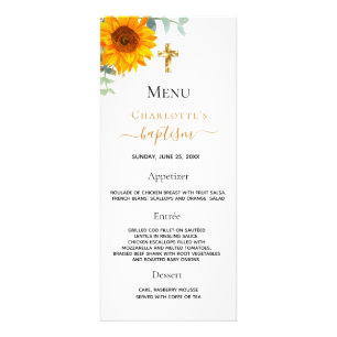 Batismo Menu girassol eucalipto verde