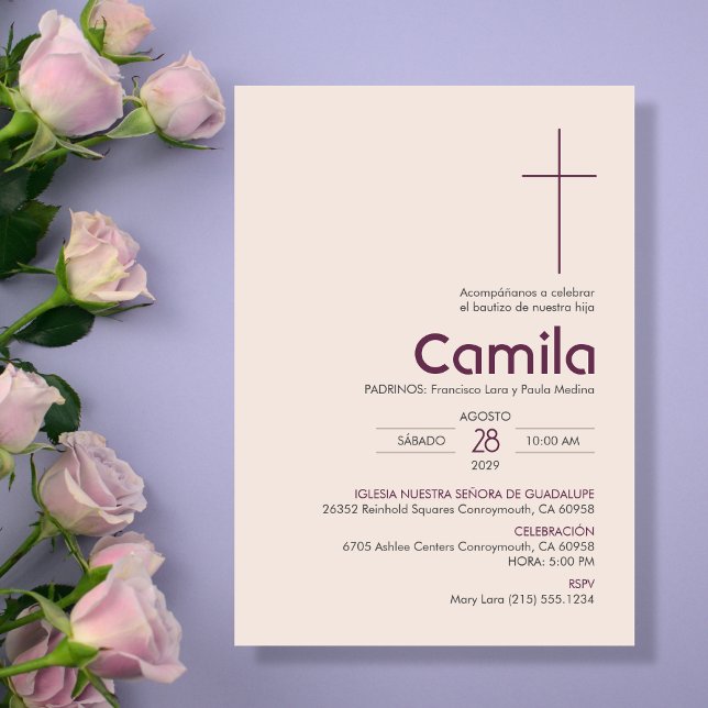 Batismo Minimalista Elegante do Convite Bautizo (Criador carregado)