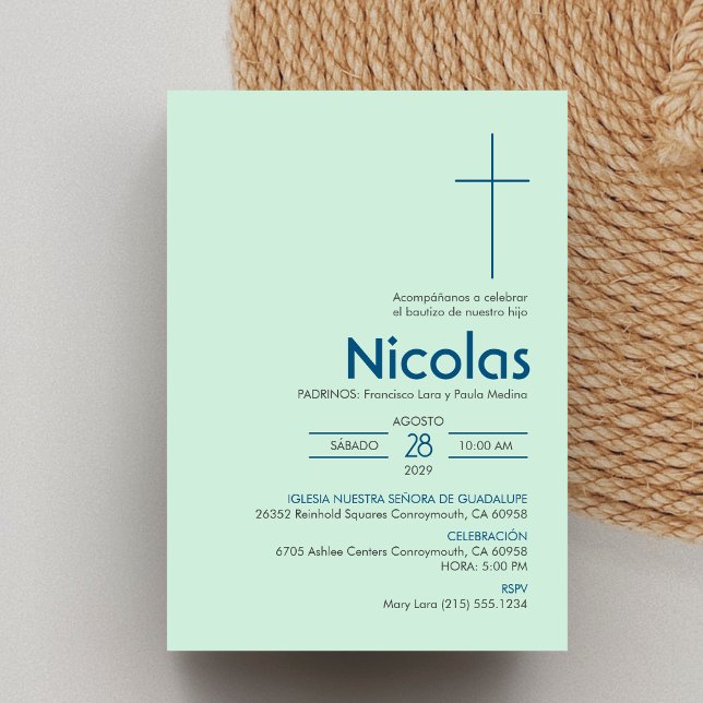 Batismo Minimalista Elegante do Convite Bautizo (Criador carregado)