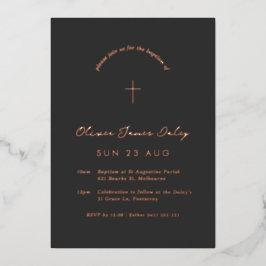 Batismo Mínimo Negro Christening Convite Cruzado