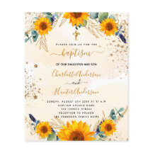 Batismo orçamental girassóis geminações de ouro eu