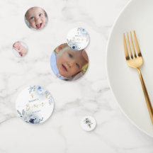 Batismo poeirento flores azuis confetti