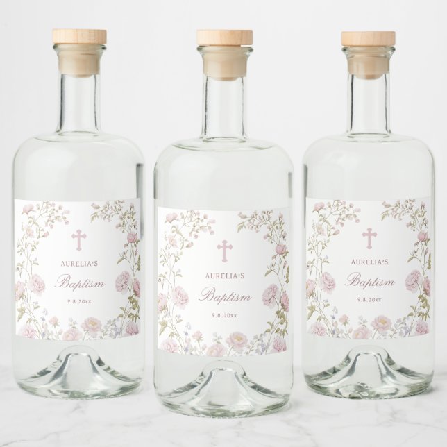 Batismo Quadro Floral Blush (Garrafas)