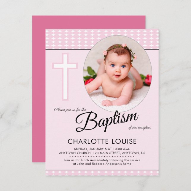 Batismo Rosa, Convite Cruzado (Frente/Verso)