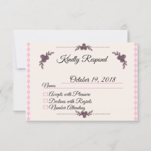 Batismo Rosa Para Bebê Garota RSVP Cartão