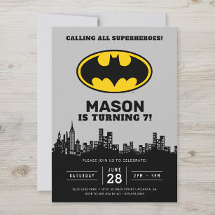 Batman - Cidade de Gotham   Convite de Aniversário