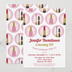 Batom cor-de-rosa do convite do aniversário dos