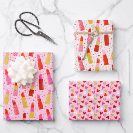 Batom e Corações do dia de os namorados