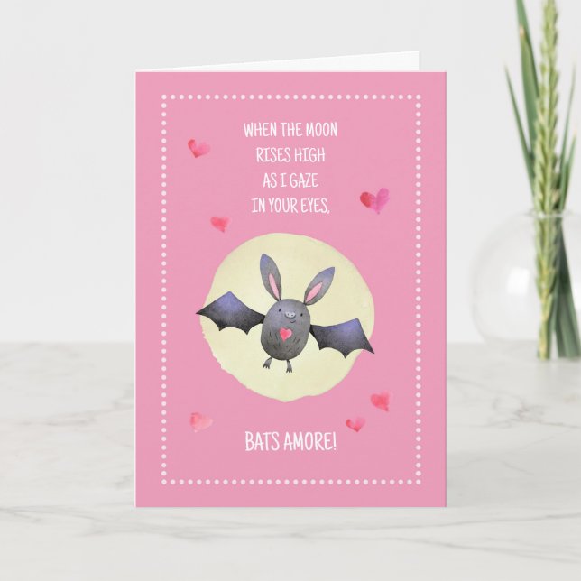 Bats Amore Cute Bat Valentine 5x7" Cartão de Boas  (Frente)