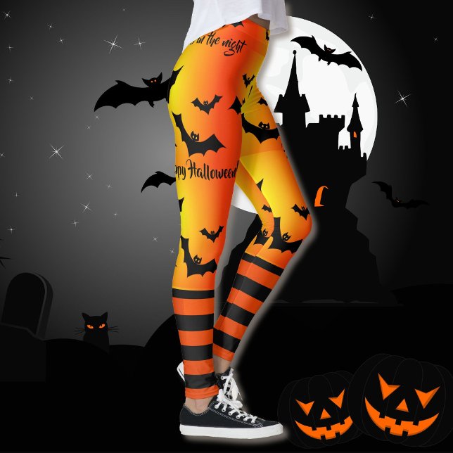 Bats Happy Halloween Leggings Yoga Pants (Criador carregado)