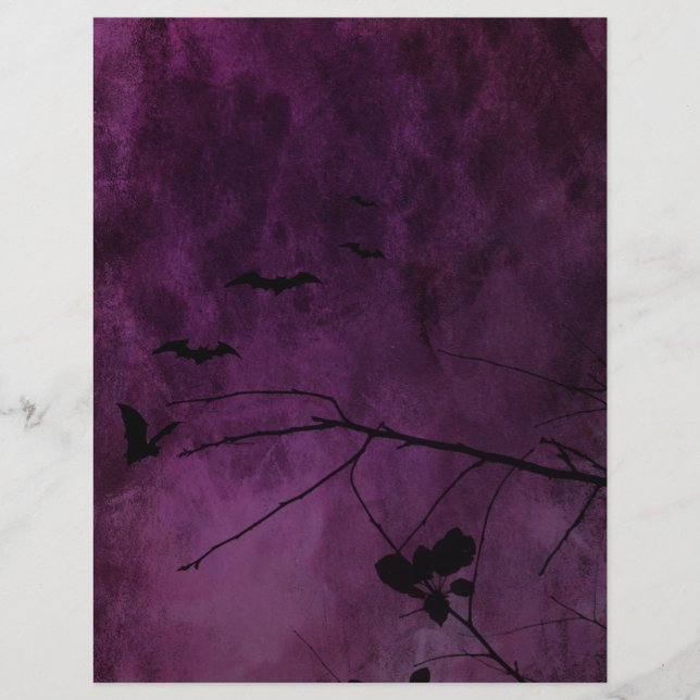 Bats Purple Scrapbook Paper (Frente)