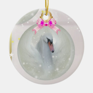 Bauble da cisne nos enfeites de natal