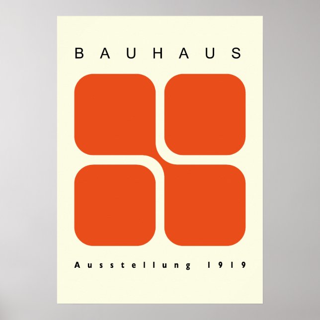 Bauhaus Geometric Poster Orange Retro Print (Frente)