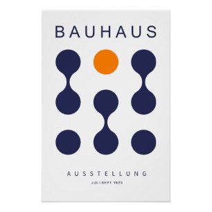 Bauhaus Laranja Marinho Impressão de Arte de Grade