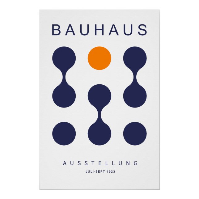 Bauhaus Laranja Marinho Impressão de Arte de Grade (Frente)