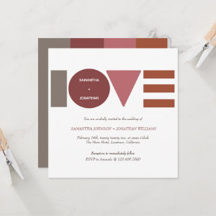 Bauhaus Love Red   Convite para Casamento Quadrado