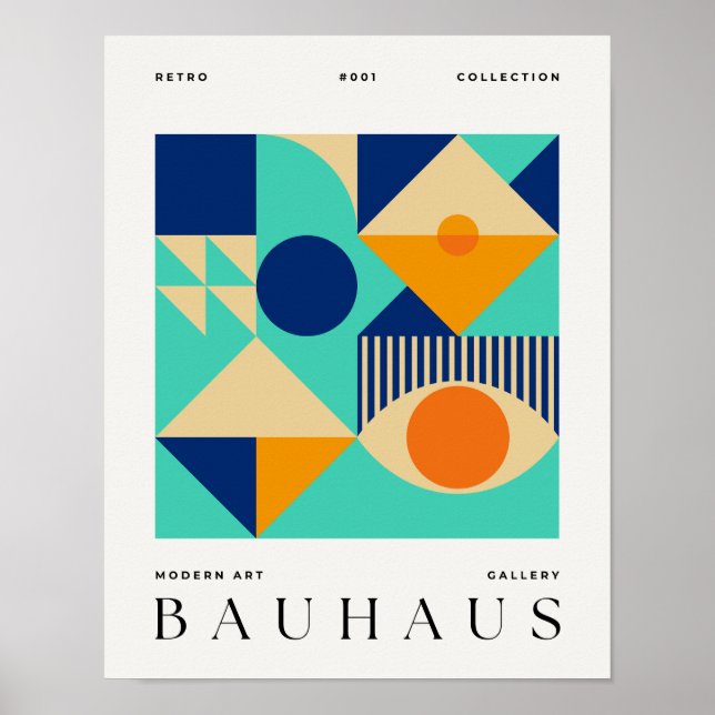 Bauhaus Retro Art Impressão Geométrico Poster (Frente)