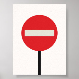 Bauhaus Stop Sign Poster - Arte Geométrica Negra
