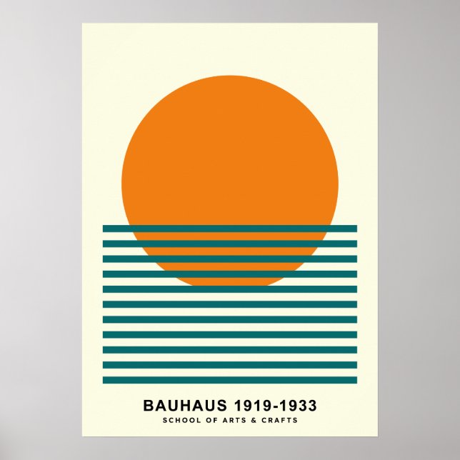 Bauhaus Sunset Stripes Poster Retro Wall Art (Frente)