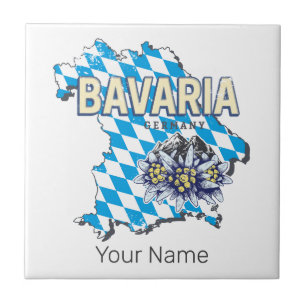 Baviera com Mapa Antigo e Desenho de Edelweiss